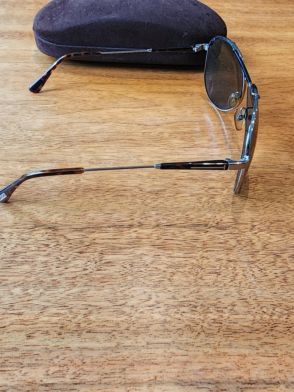 Tom Ford Silver Aviator Sunglasses with Reflective Mirrored Lenses